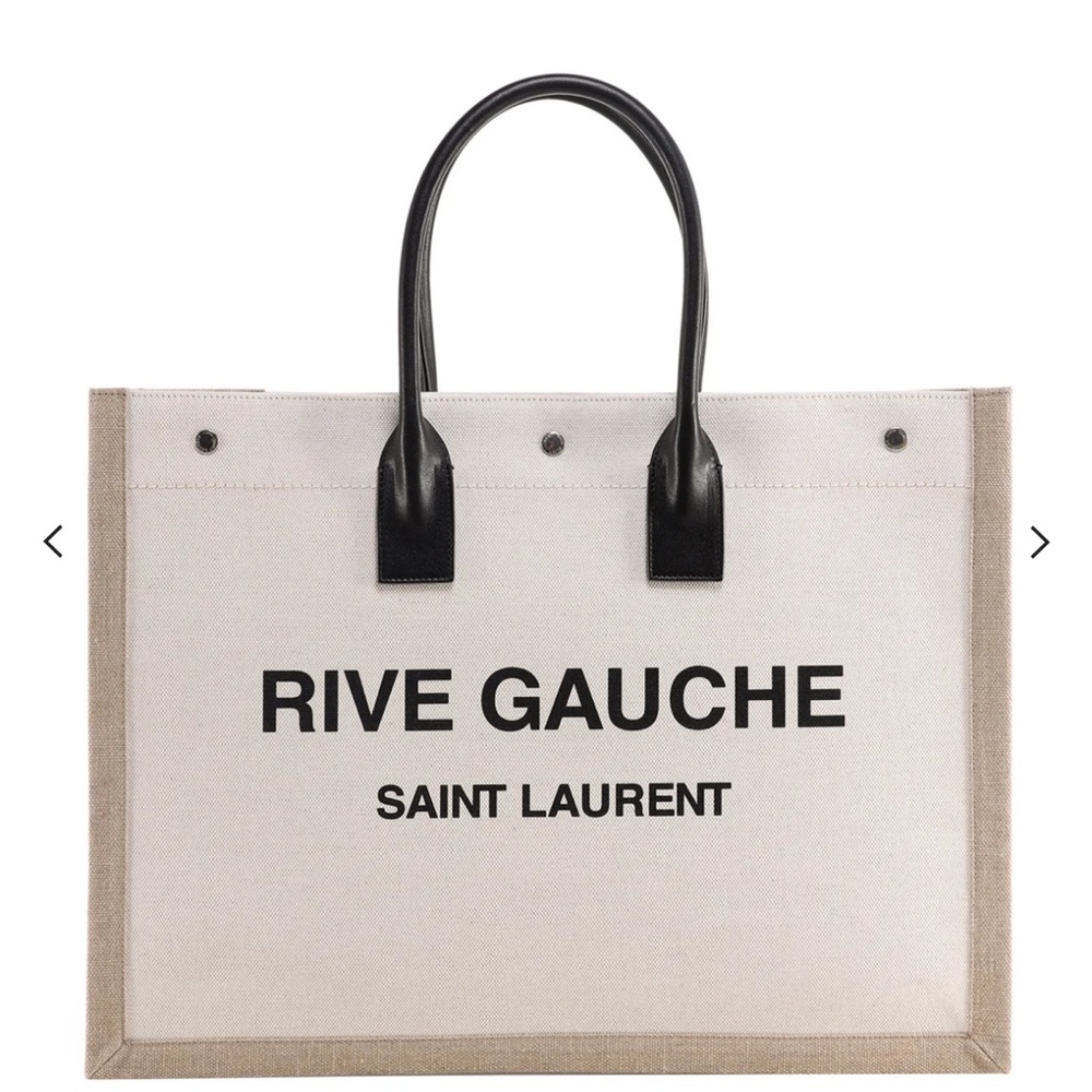 NWT!! Unused!!Saint Laurent Rive Gauche Canvas Tote in Cream and Black